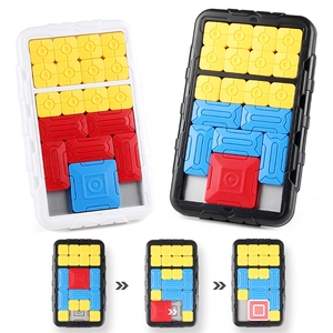 Smart magnetic sliding puzzle with colorful blocks in black and white frames