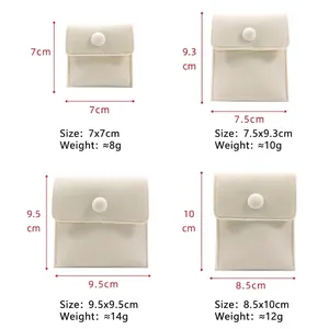Thick velvet jewelry pouches with snap buttons in four sizes for rings and necklaces