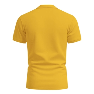 Rear view of yellow quick-dry piqué polo shirt for men in breathable loose fit