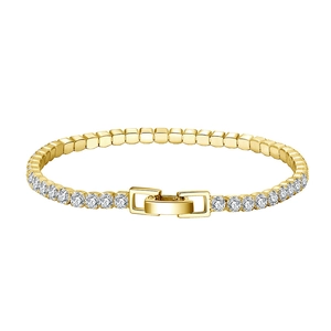 Bracelet Tennis en Argent Sterling S925 pour Femmes Bracelet Chaîne Incrusté de Strass Blancs Ronds Étincelants Bijoux de Mode Élégants Cadeau
