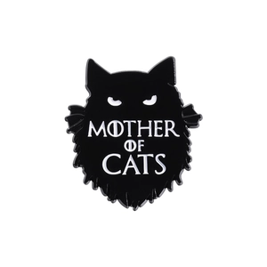 Broche créative en émail chat noir avec lettrage Mother of Cats pour vêtements