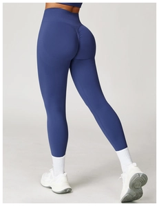 Detailed back view of high waist yoga leggings with scrunch butt lift and side textures