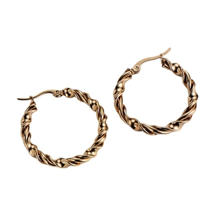 Twisted Hoop Earrings 18K Gold Plated 316L Stainless Steel Round Cable Textured Minimalist Fashion Jewelry For Women