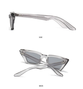 Detailansicht der Cat-Eye-Sonnenbrille mit Seiten- und Rückansicht und Modell W6013