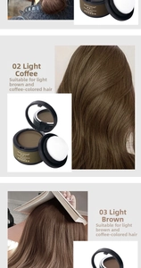 Detail view of hairline powder shades 02 and 03 with built-in puff and mirror