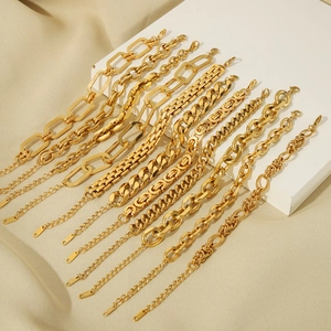 Braccialetti a catena spessa in acciaio inossidabile dorato stile hip hop vari