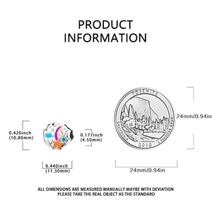 Detailed view of ocean-themed 925 silver charm with size scale and measurements