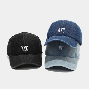 NYC Embroidered Washed Denim Baseball Cap Cotton Vintage Adjustable Sun Protection Hat For Men And Women
