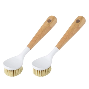 Eco-friendly wooden kitchen brushes with long handles and durable cleaning bristles
