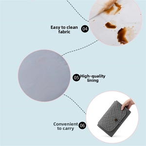 Detail view of foldable baby changing mat with premium lining and easy-to-carry strap