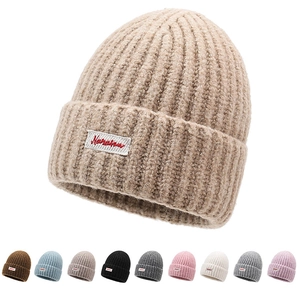 Berretto In Maglia A Costine Invernale Per Donna Uomo Caldo Spesso In Misto Cotone Poliestere Con Toppa Ricamata Casual