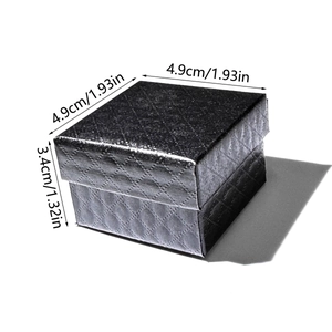 Scatola per anelli nera in finta pelle, 4,9 x 4,9 x 3,4 cm, per confezioni di gioielli