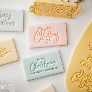 Merry Christmas and Happy New Year themed fondant cookie stamps and baking tools set