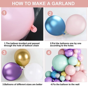 Step-by-step guide for assembling a Macaron Mermaid balloon garland kit with balloon tape