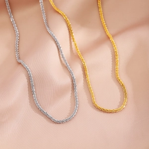 Stainless Steel Textured Cauliflower Link Necklace Minimalist Clavicle Chain For Women Elegant Jewelry