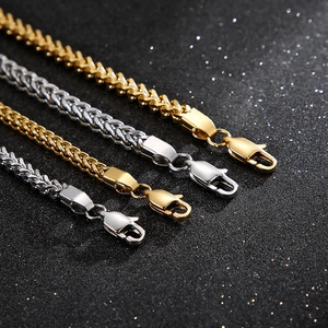 Bracelets Franco en acier inoxydable or et argent pour hommes avec fermoirs mousquetons
