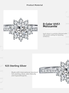 Vue macro de bague en argent S925 avec moissanite de 30ct et sertissage en halo