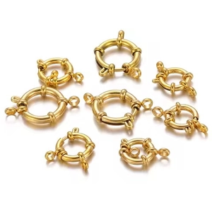 Golden stainless steel spring ring clasps for DIY jewelry making in various sizes