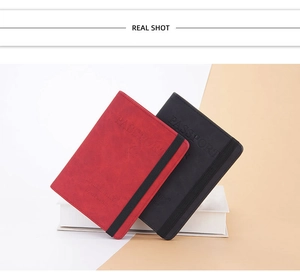 Detail of red and black RFID travel passport wallets with secure elastic closure straps