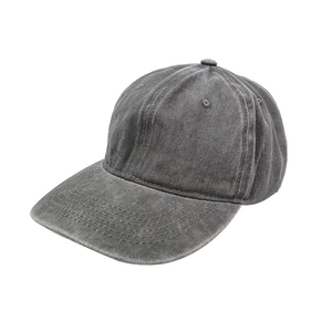 Classic vintage washed dark grey baseball cap with embroidery and breathable vents