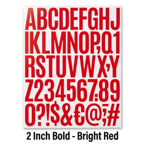 Detailed view of 2-inch sans-serif red alphabet and number stickers set for notebooks