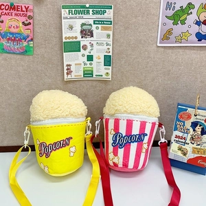 Sac Bandoulière En Peluche Pour Enfants Forme De Pop-Corn Dessin Animé Matériau Souple Sangle Réglable Sac À Épaule Pour Jardin D'Enfants Cadeau