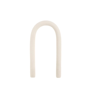 Minimalist cream white U-shaped ceramic arch decoration on a clean white background