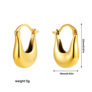 Polished 18K gold U-shaped drop earrings with 22mm height and 16mm width measurements
