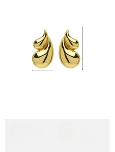 Detailed dimensions of 18K gold double teardrop earrings with brass and zircon in 35.2x19mm