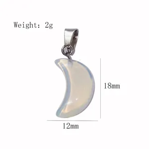 Natural opalite crescent moon pendant with silver bail, weight 2g, size 18x12mm