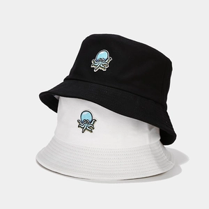 Chapeau Bob Brodé Pieuvre Mignon Pour Femmes Hommes Toile Coton Été Extérieur Protection Solaire Casquette Décontractée