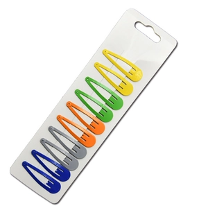 Lot de 10 barrettes BB colorées en métal pour filles présentées sur carte
