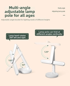 White LED desk lamp with 180 degree rotating head and multi-angle foldable arm structure