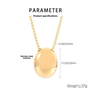 Detailed size chart for gold oval stainless steel pendant with 550mm chain specifications