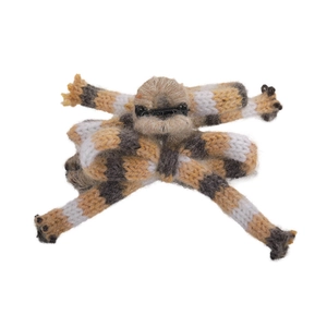 Knitted bow hair claw clip in vintage striped orange and brown fuzzy plush material
