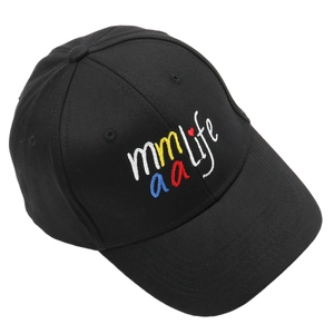 Detail of premium cotton baseball cap with colorful embroidery and tidy stitching