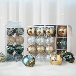 Christmas Ball Ornaments Shatterproof Plastic Snowflake Pattern Painted Tree Hanging Decorations Nordic Style Holiday Decor