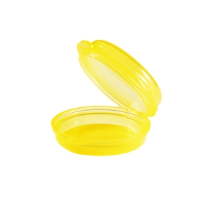 Pilulier rond jaune translucide à 3 compartiments en plastique avec couvercle rabattable
