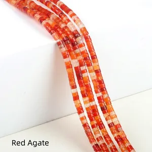 Natural 2x4mm Red Agate cylindrical flat spacer beads strings for DIY jewelry making