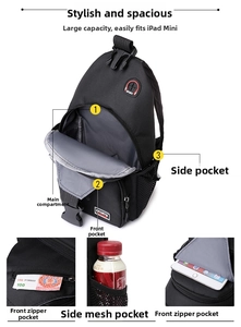 Détail du sac de poitrine imperméable avec compartiments multiples et grande capacité