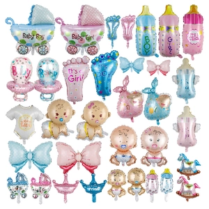 18 inch baby shower foil balloons set for gender reveal party decoration in blue and pink