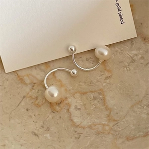 Freshwater Pearl C-Shape Hoop Earrings With 925 Sterling Silver Earring Post Minimalist Elegant Jewelry For Women