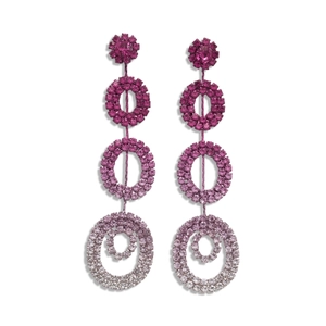 Luxurious gradient rhinestone flower geometric earrings in purple to silver tones