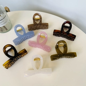 Elegant Bow Hair Claw Clip Plastic Resin Strong Hold Medium Korean Style Fashion Accessory For Women