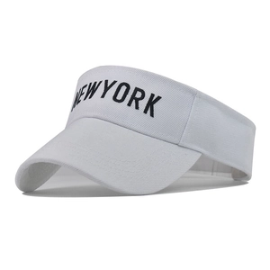 White cotton New York sun visor hat for women with curved brim for beach and travel
