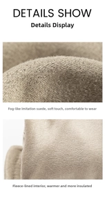 Détail du tissu en suédine chaude avec doublure en peluche douce et texture grise