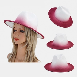 Ombre Fedora Hat Gradient Color Wide Brim Cotton Polyester Blend Elegant Jazz Cap For Women Party