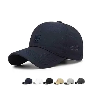 Quick Dry Baseball Cap Breathable Perforated Sun Protection Wide Curved Brim R Letter Embroidery Adjustable Sports Hat