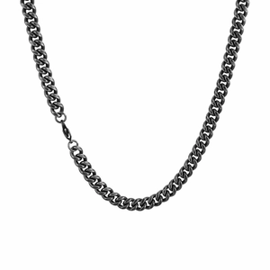 Collier chaîne gourmette cubaine de 8mm en acier inoxydable noir avec fermoir mousqueton