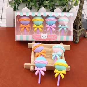 Lollipop shaped eraser set in gift box with pastel colors and creative design